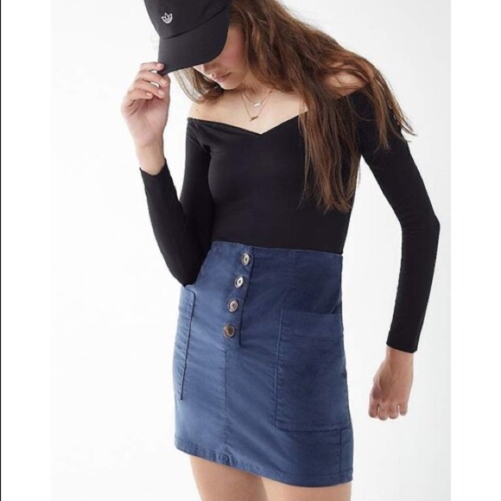 Urban Outfitters BDG Button Front Velour Skirt